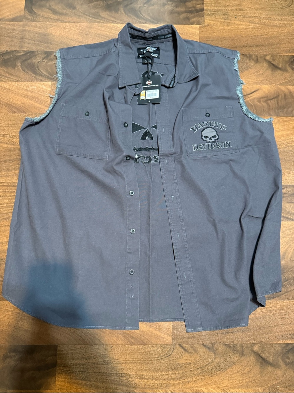 Harley-Davidson Men's Sleeveless Button-Down Shirt - Charcoal